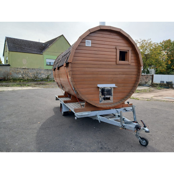 Sauna mit Anhänger  Gartensauna  3,5m mit Holz-Ofen
