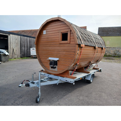 Sauna mit Anhänger  Gartensauna  3,5m mit Holz-Ofen