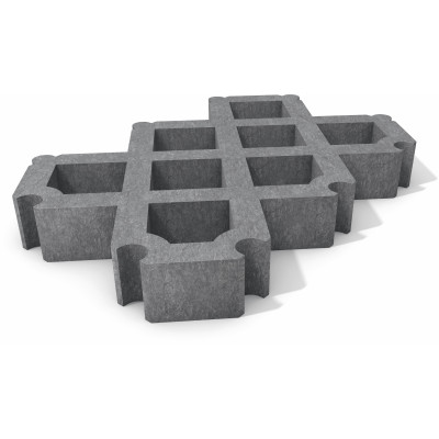 Rasengitterstein Recycling Rasenwabe 60 t belastbar 8 x 40 x 60 cm grau